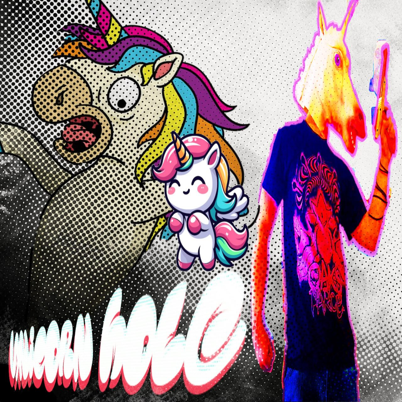 A stylized illustration shows three cartoon unicorns in vibrant colors against a dotted background, with bold text reading "UNICORN" in the lower left.