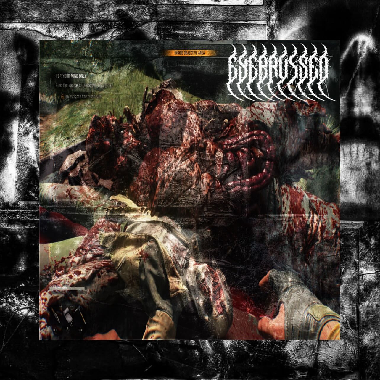 A decaying, monstrous creature with exposed flesh and twisted limbs lies on the ground, surrounded by a dark, gritty environment.